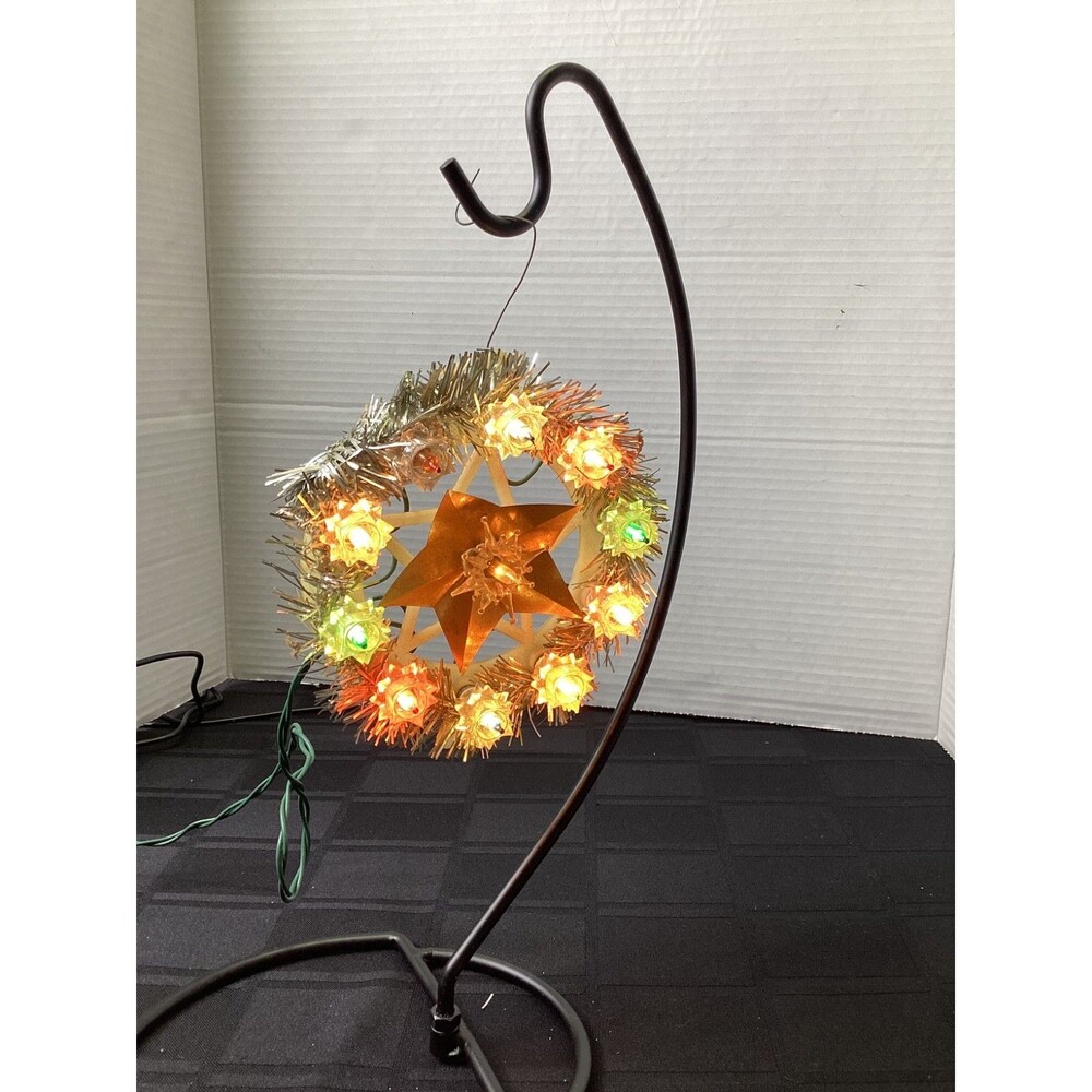 Vintage 1950's 11 bulb Tree Topper Silver Gold Pastel Lights